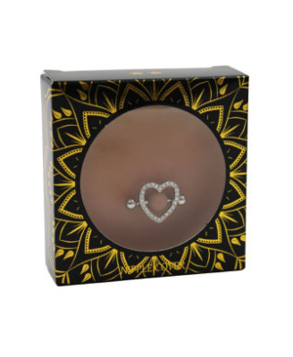 Paire de cache-tétons piercing barre coeur faux diamant peau métisse 